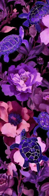 Free turtle bookmark featuring dark purple floral turtles